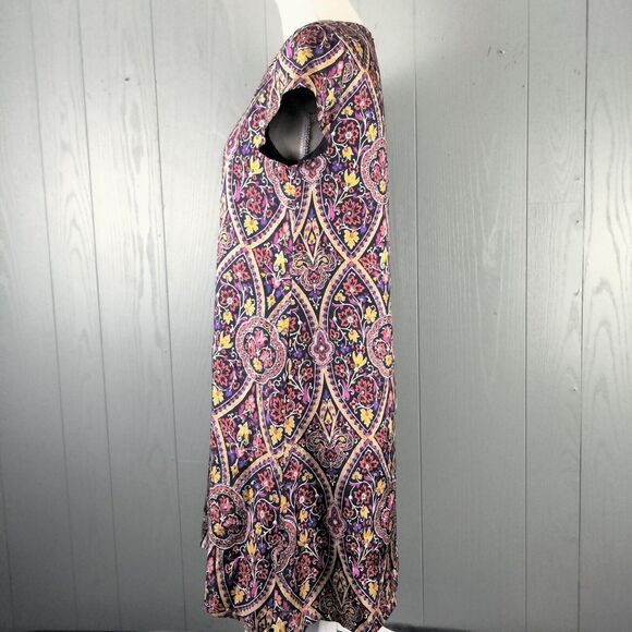 J McLaughlin Swing Dress XS Red Silk Estate Garden Wedding Guest Short Paisley - Picture 7 of 16